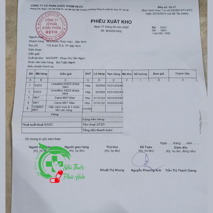 Vitamin K2 D3l- LineaBon - Hỗ trợ hấp thu canxi  - Giảm nguy cơ loãng xương