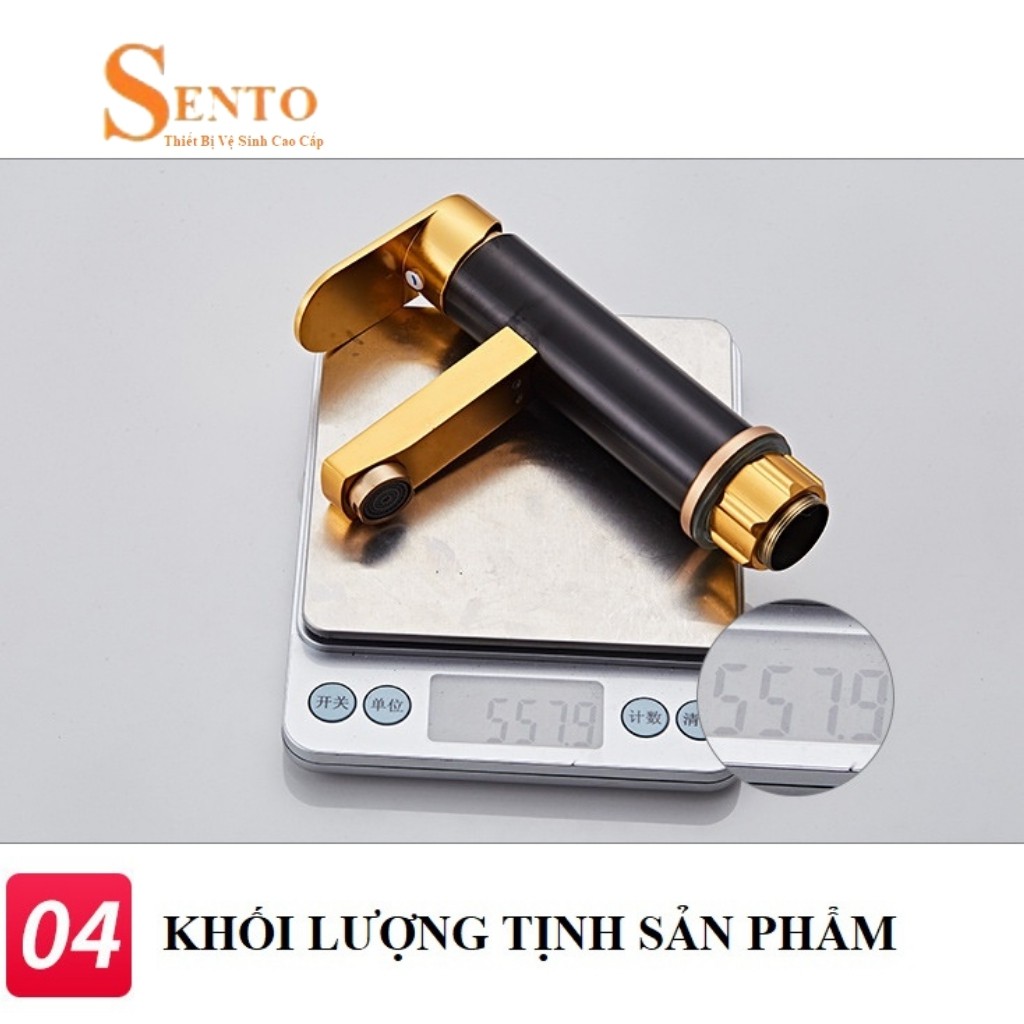Vòi Lavabo SENTO Nóng Lạnh Cắm Chậu Có Lưới Tạo Bọt Chống Bắn, Tặng Kèm Cặp Dây - Bảo Hành 12 Tháng