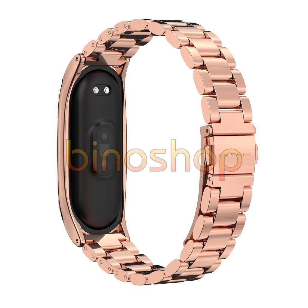 Dây đeo miband 5 kim loại mắt to viền cong PLUS, dây đeo thay thế mi band 5 mắt to bản PLUS MIJOBS