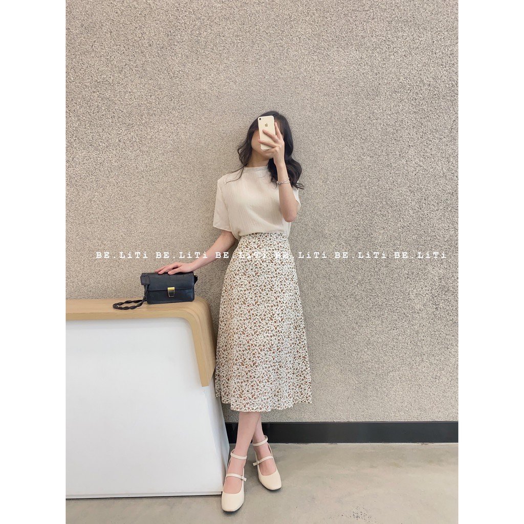 chân váy dài hoa nhí vintage 2 lớp ulzzang _ ẢNH THẬT TỰ CHỤP 100%