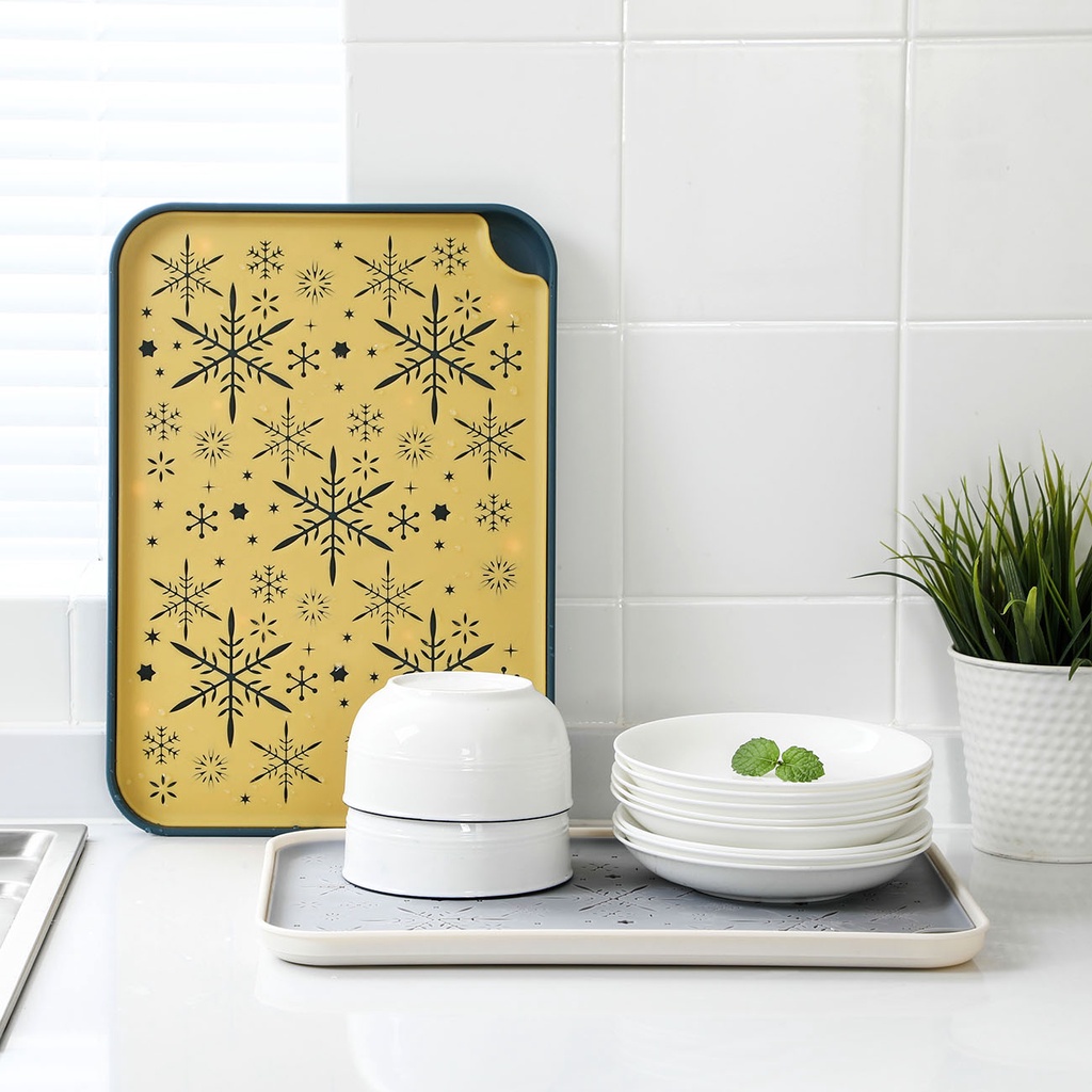 Khay nhựa để cốc JUJIAJIA hình chữ nhật hai lớp tháo rời được có lỗ thoát nước sáng tạo