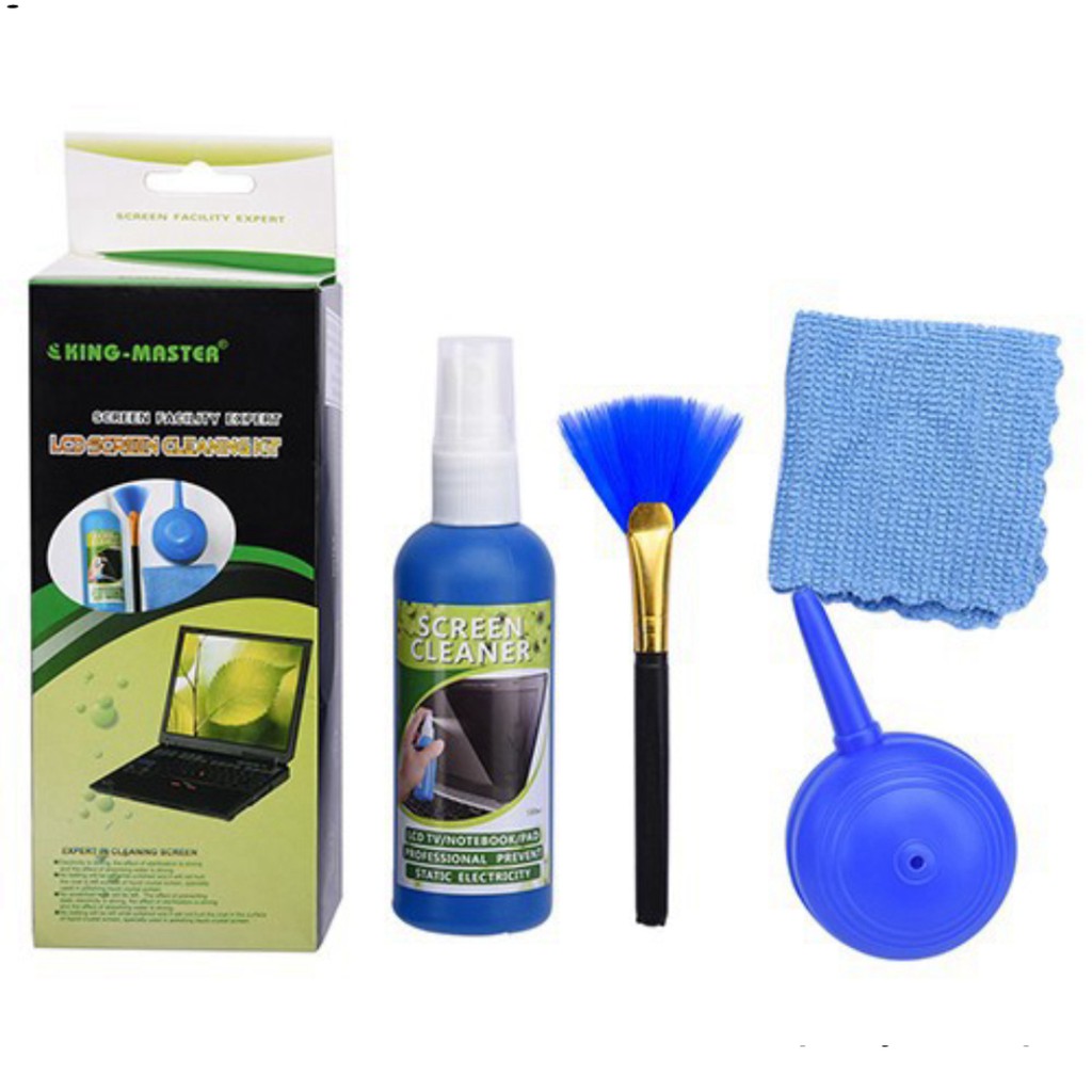 BỘ DỤNG CỤ VỆ SINH LAPTOP 4 MÓN, combo làm sạch bàn phím màn hình máy vi tính tivi, cleaning kit set cleaner keyboard