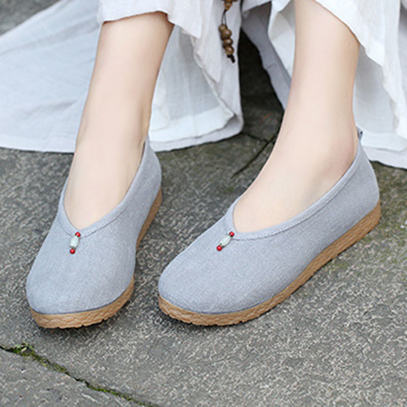 Giày vải nữ nút_cổ trang