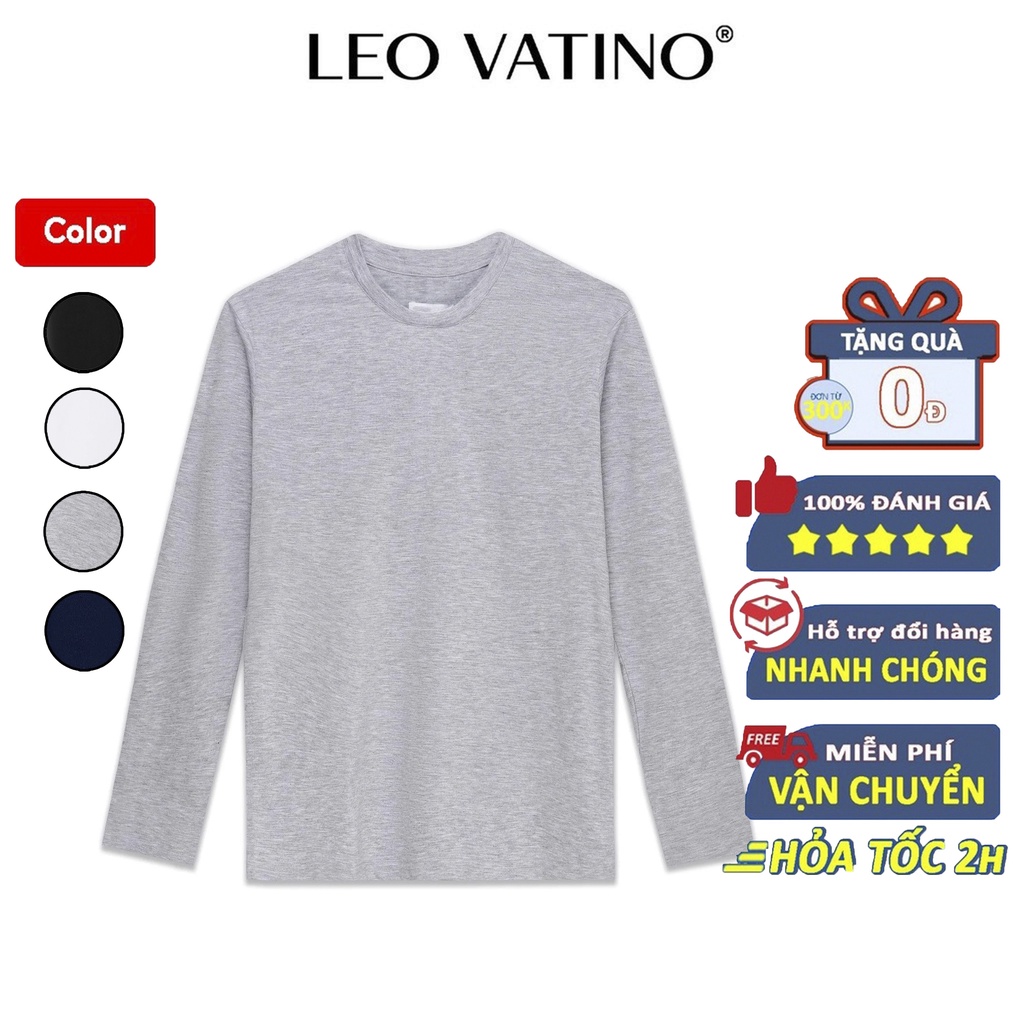 Áo thun dài tay nam Galvin cổ tròn chất cotton co giãn 4 chiều bộ trơn APGV39 - Leo Vatino