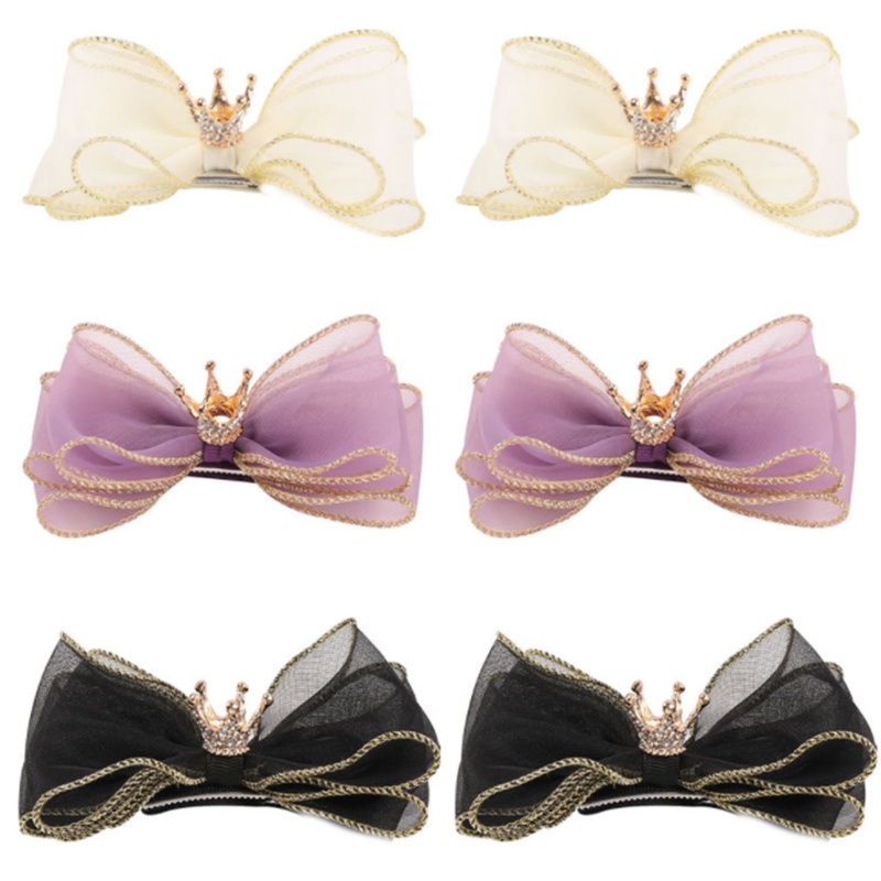 Kẹp Tóc Đuôi Ngựa Hình Vương Miện Lớn Bằng Vải Organza Cho Nữ Giá Đỡ