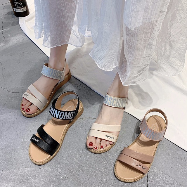 Sandal nữ quai ngang ⭐FREESHIP⭐ sandal da đế đúc moschi