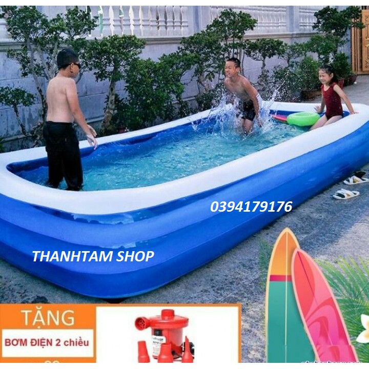[Loại 1+Giá sỉ] Bể bơi cỡ đại 305x260x60 cm gia đình cao cấp kèm phao cho bé