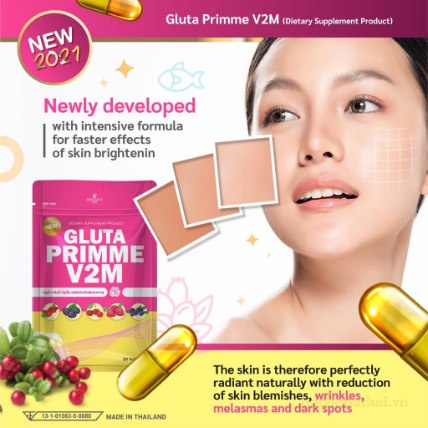 vıên uốnǥ Gluta Primme V2M trắŉg da bổ sunǥ collągen Thái Lan