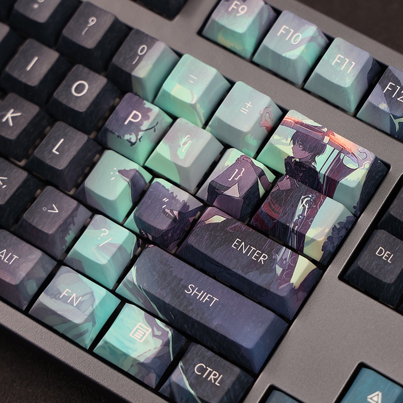 Kunikuzushi Keycap Cherry Profile Genshin Impact Scaramouche Theme Anime PBT Dye Sub Bàn phím cơ Keycaps
