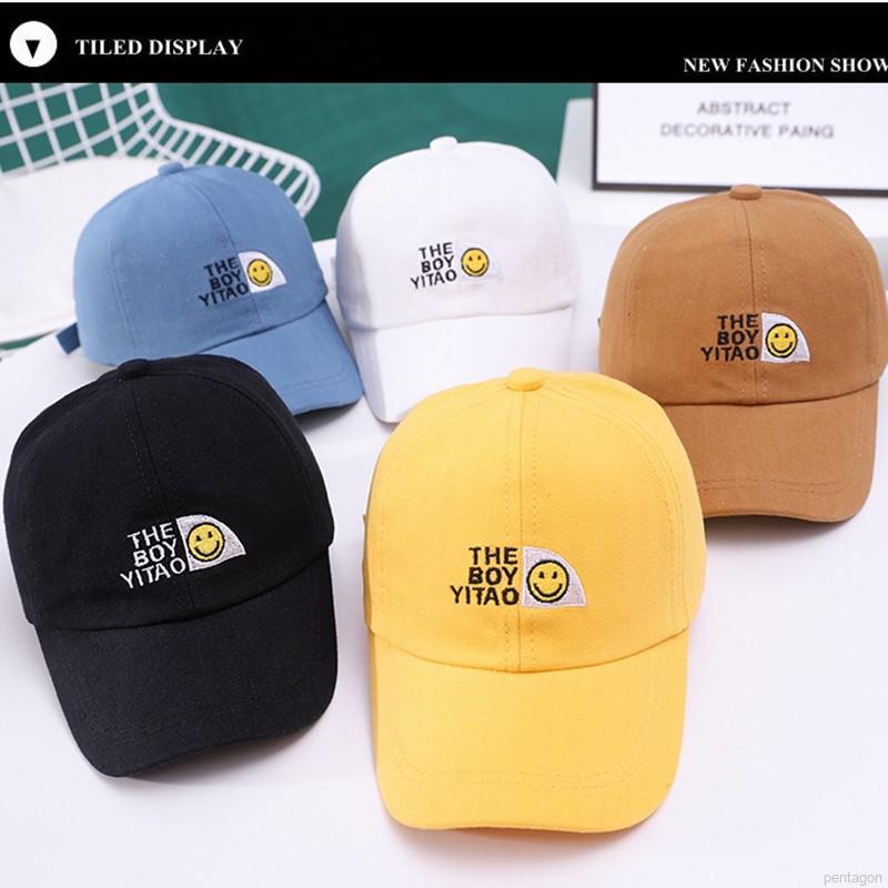 Mũ lưỡi trai thêu hình mặt cười 9 màu tùy chọn cho bé trai từ 1-3 tuổi