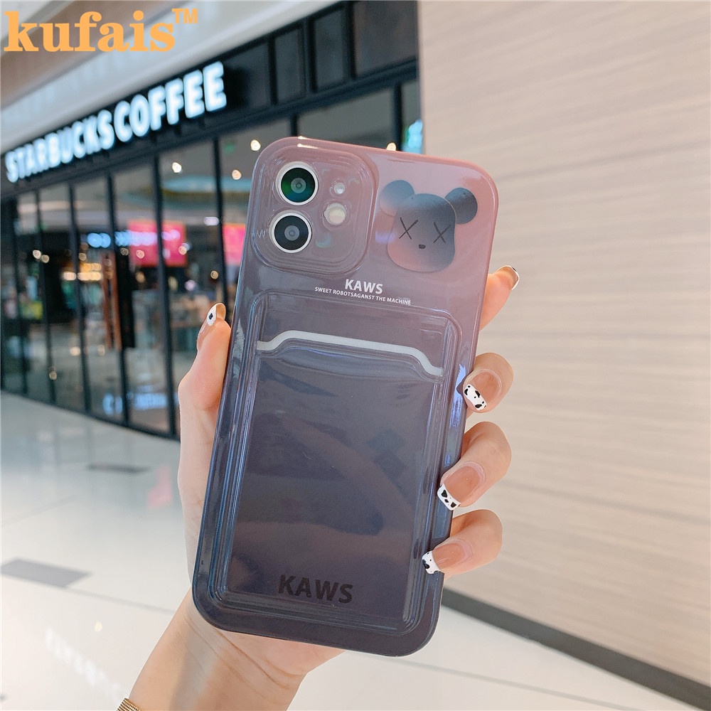 Ốp điện thoại IMD hình gấu có ngăn đựng thời trang cho iPhone 12 Pro MAX 7 8 Plus X XR XS 11 Pro MAX | BigBuy360 - bigbuy360.vn