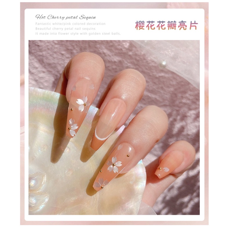 Hộp Phụ Kiện Hạt Kim Sa Hình Hoa Anh Đào Siêu Mỏng Trang Trí Móng Tay DIY
