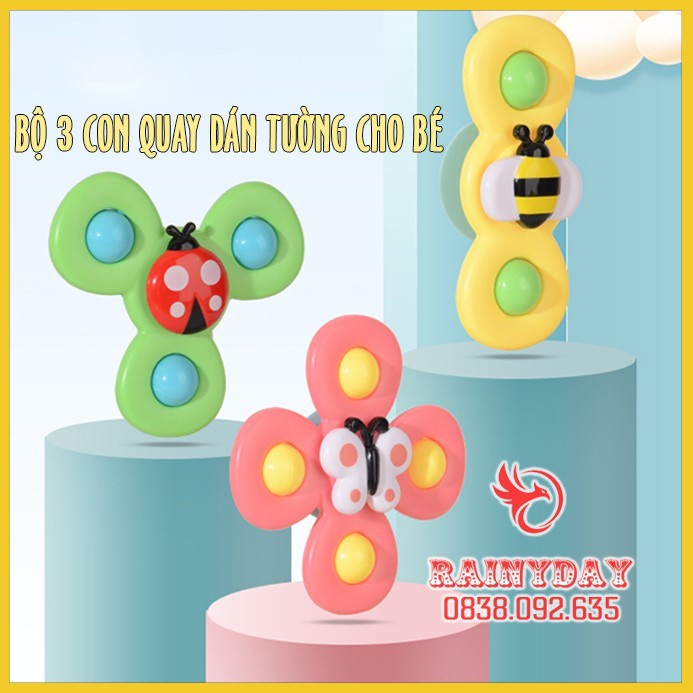 Bộ 3 đồ chơi con quay spinner cho bé gắn tường chong chóng hoạt hình dán dính tường cho bé [ LOẠI 1 ]