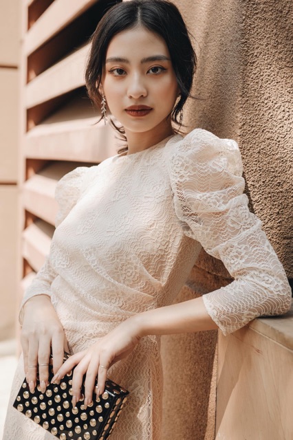 Váy Everluxe - Đầm ren tay phồng