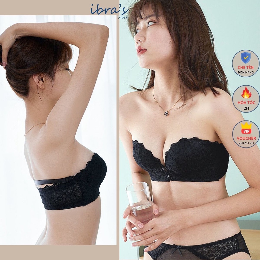 Áo Ngực Không Dây Nâng Ngực iBRA'S STORE Cài Trước Tạo Khe Sexy Chống Tụt cao cấp, Áo Lót Nữ Cúp Ngực Chống Chạy xệ A28