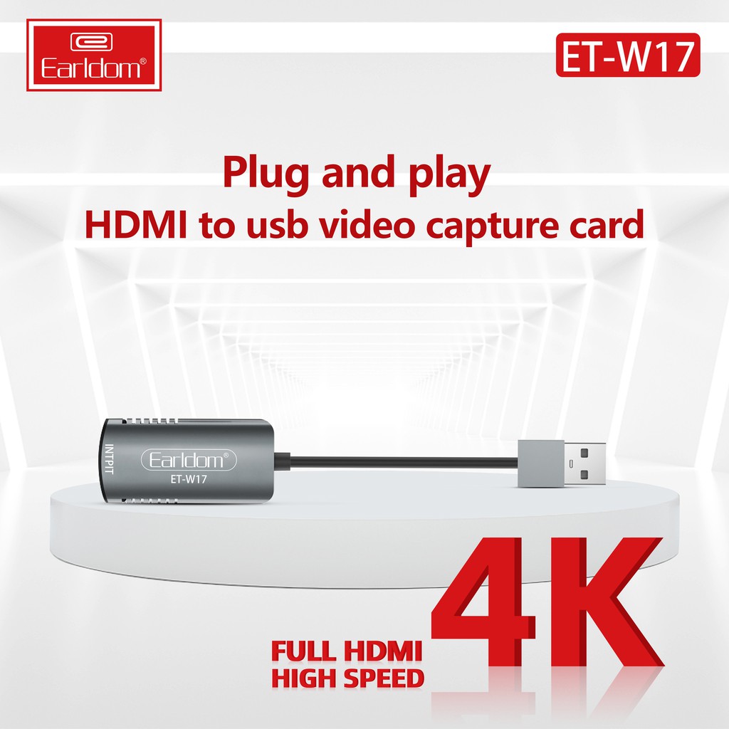 Cáp HDMI to USB 3.0 Video Capture Earldom ET-W17 + W16 - Hỗ Trợ Live Stream, Ghi Hình Từ Điện Thoại, Camera, PS4, XBOX