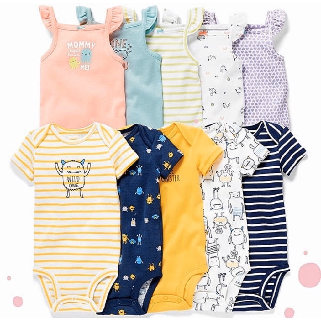 Bodysuit Bé Trai Bé Gái Sơ Sinh Màu Ngẫu Nhiên Chất Liệu Cotton 100% Từ 0-24 Tháng - S1137