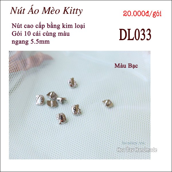 Nút Áo Siêu Nhỏ Hình Mèo Kitty - Nút Áo Cao Cấp cho búp bê, thú bông nhí DL033