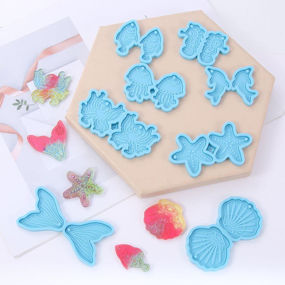 Khuôn Silicone Làm Bông Tai Resin 24 Ngăn Hình Cá Ngựa / Sao Biển DIY