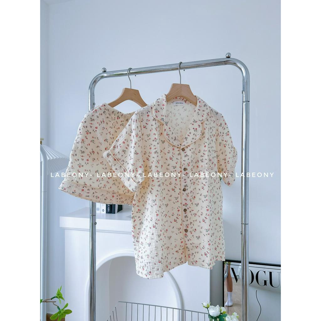FLORAL MUSLIN PYJAMA bộ mặc nhà nữ đồ ngủ Labeony