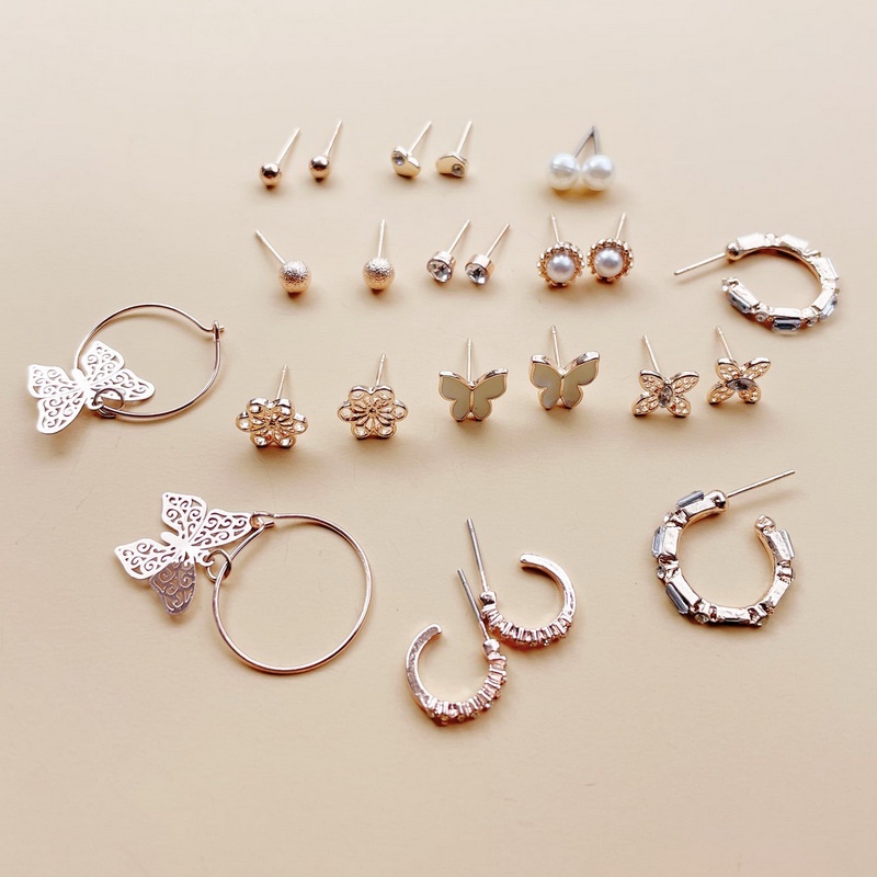 Set 9/ 12 đôi khuyên tai RINHOO FRIENDSHIP nhiều kiểu dáng thời trang cho nữ