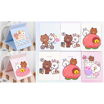 Gương gập ba anh em gấu GGI5 gương 13*17cm Hoạt hình cute molang pusheen gấu brown tonton kakao khủng long ngựa thần