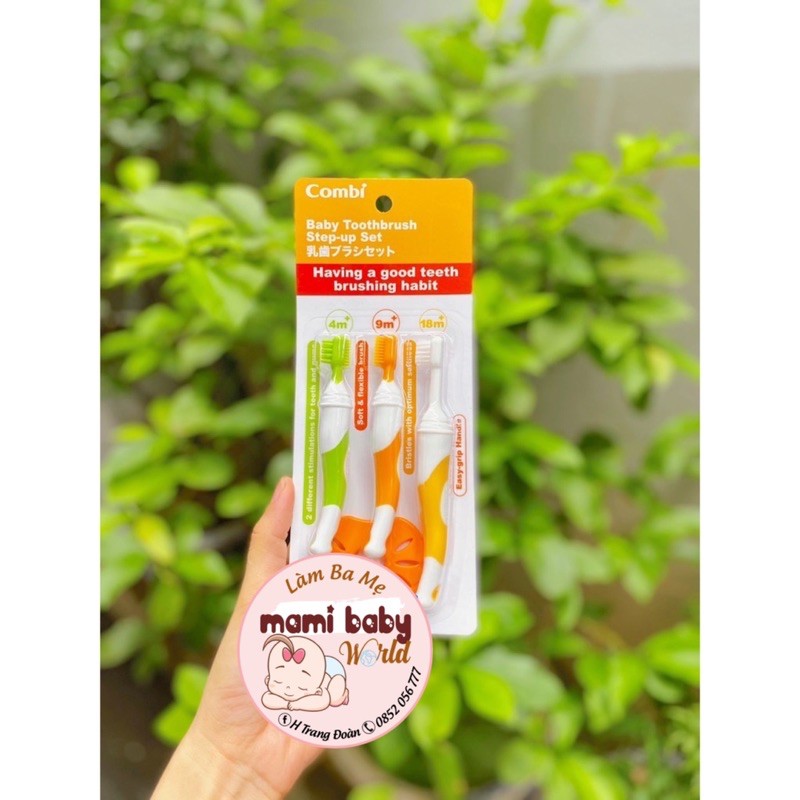 BỘ BÀN CHẢI ĐÁNH RĂNG BƯỚC 1, BƯỚC 2, BƯỚC 3 VÀ SET 3 BÀN CHẢI COMBI JAPAN