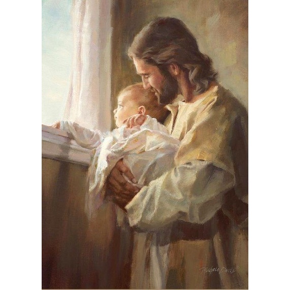 Bộ dụng cụ làm tranh tranh đính đá 5d họa tiết chúa Jesus độc đáo DIY 30x40cm