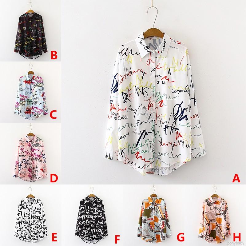 Áo sơ mi tay dài/tay ngắn in chữ phong cách graffiti thời trang Hàn Quốc và mũ thời trang (bán riêng) | BigBuy360 - bigbuy360.vn