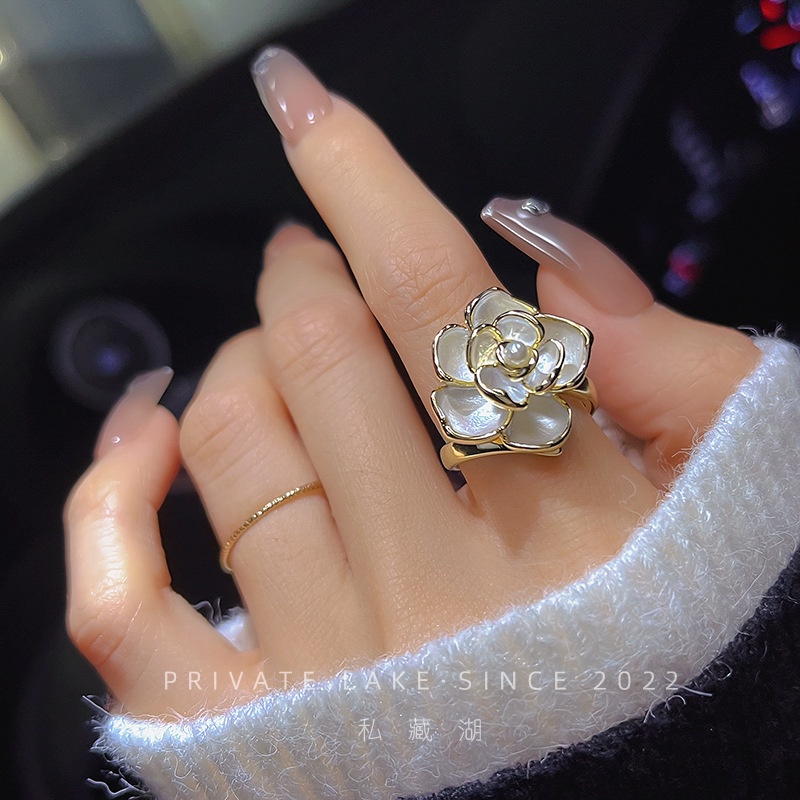 Nhẫn Hở Hình Hoa Trà Phong Cách Retro Pháp Kiểu Mới 2022