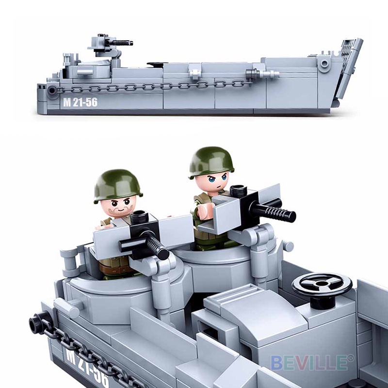 SLUBAN Bộ Đồ Chơi Lắp Ghép Mô Hình Tàu Chiến 0855 WW2 US Gồm 182 Mảnh Ghép