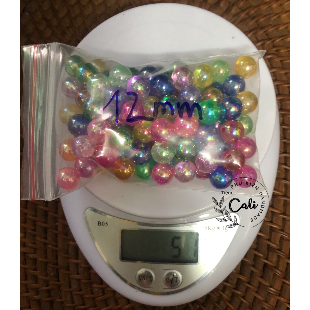 Túi 50 gram Hạt cườm, hạt bẹt màu trong