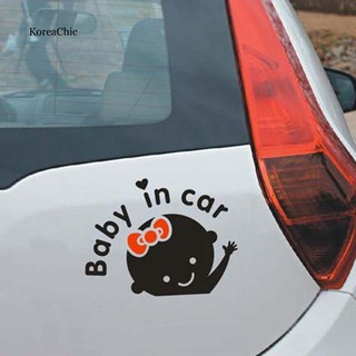 Decal dán trang trí xe hơi hình em bé kèm chữ Baby in Car đáng yêu