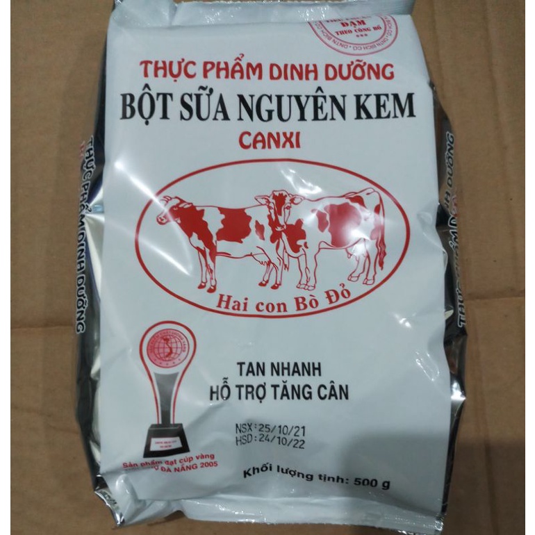 BỘT SỮA NGUYÊN KEM CANXI 500gram - sữa 2 con bò đỏ