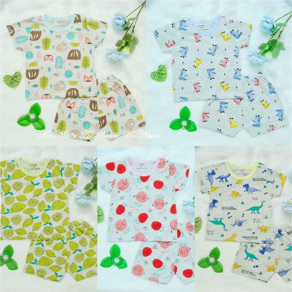 Combo 5 bộ quần áo trẻ em chất liệu cotton cao cấp Noubaby sợi tre cho bé từ 3-12kg