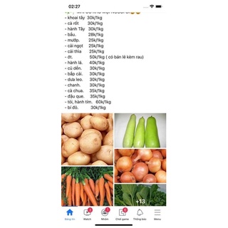 Combo rau củ 165k