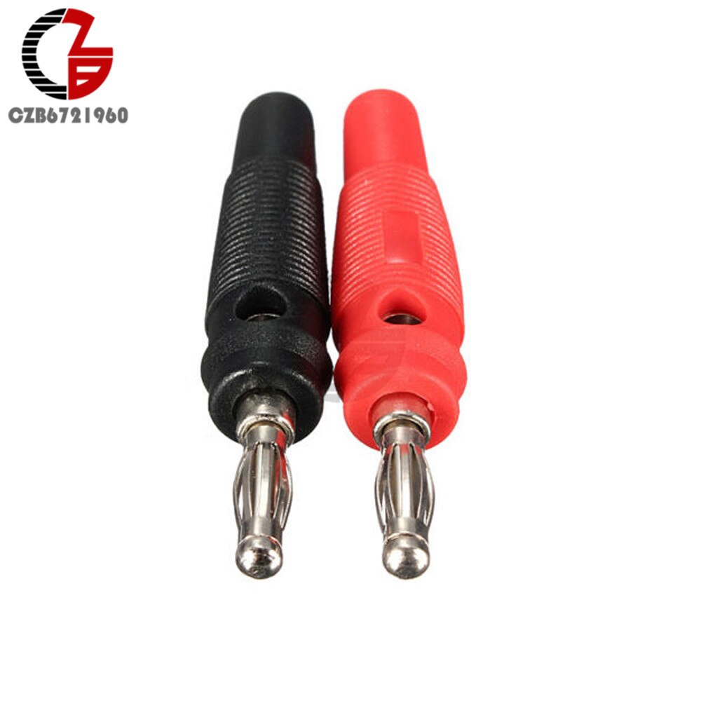 2PCS 1Pair Nickel Plated Solderless Speaker Banana Plug Audio Jack Connector Red Black