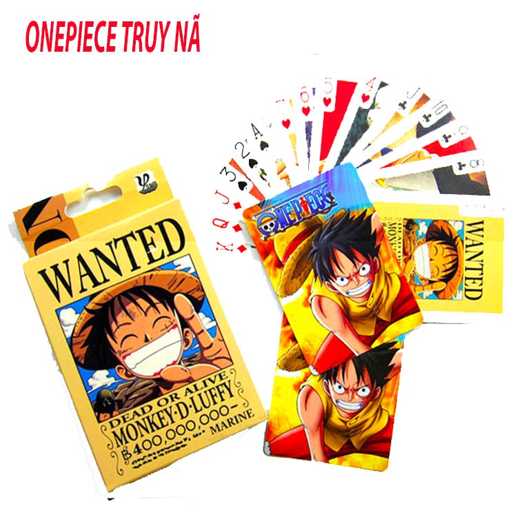 Bộ bài Tây anime onepiece Wanted Truy Nã,Rozo,luffy,chopper , bộ Tú 54 lá in hình anime manga dễ thương si