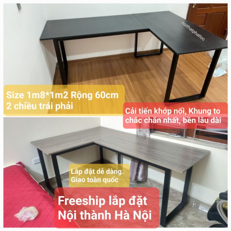 Bàn làm việc chữ L tiện dụng, đa năng, rộng rãi ( có thể đặt theo kích thước)