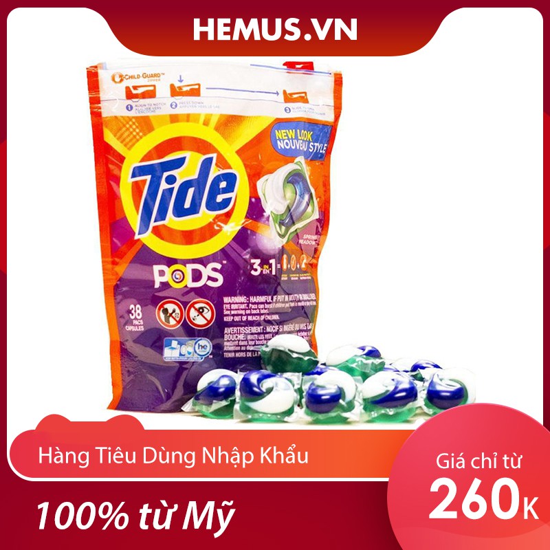 Viên Giặt TIDE PODS 3 in 1 (Gói 42 Viên)