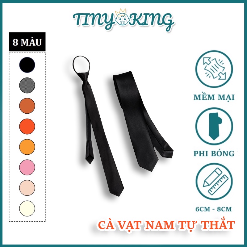 Cà vạt nam thắt sẵn TINY dây kéo dây cài caravat lụa vải phi bóng và silk cao cấp bản 5cm, 8cm dài 47-49cm [C0155]