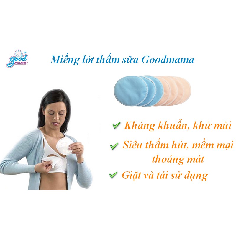 (Chuyên sỉ)Hộp 8 miếng thấm sữa giặt được Goodmama