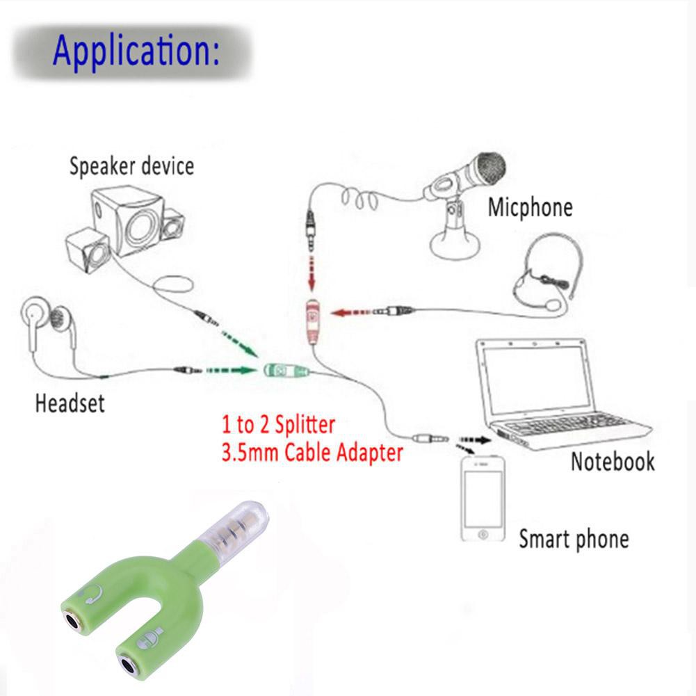 [COD]BA-♦♦Jack cắm âm thanh stereo 3,5 mm Tai nghe Tai nghe Bộ chuyển đổi 2 chiều U Splitter