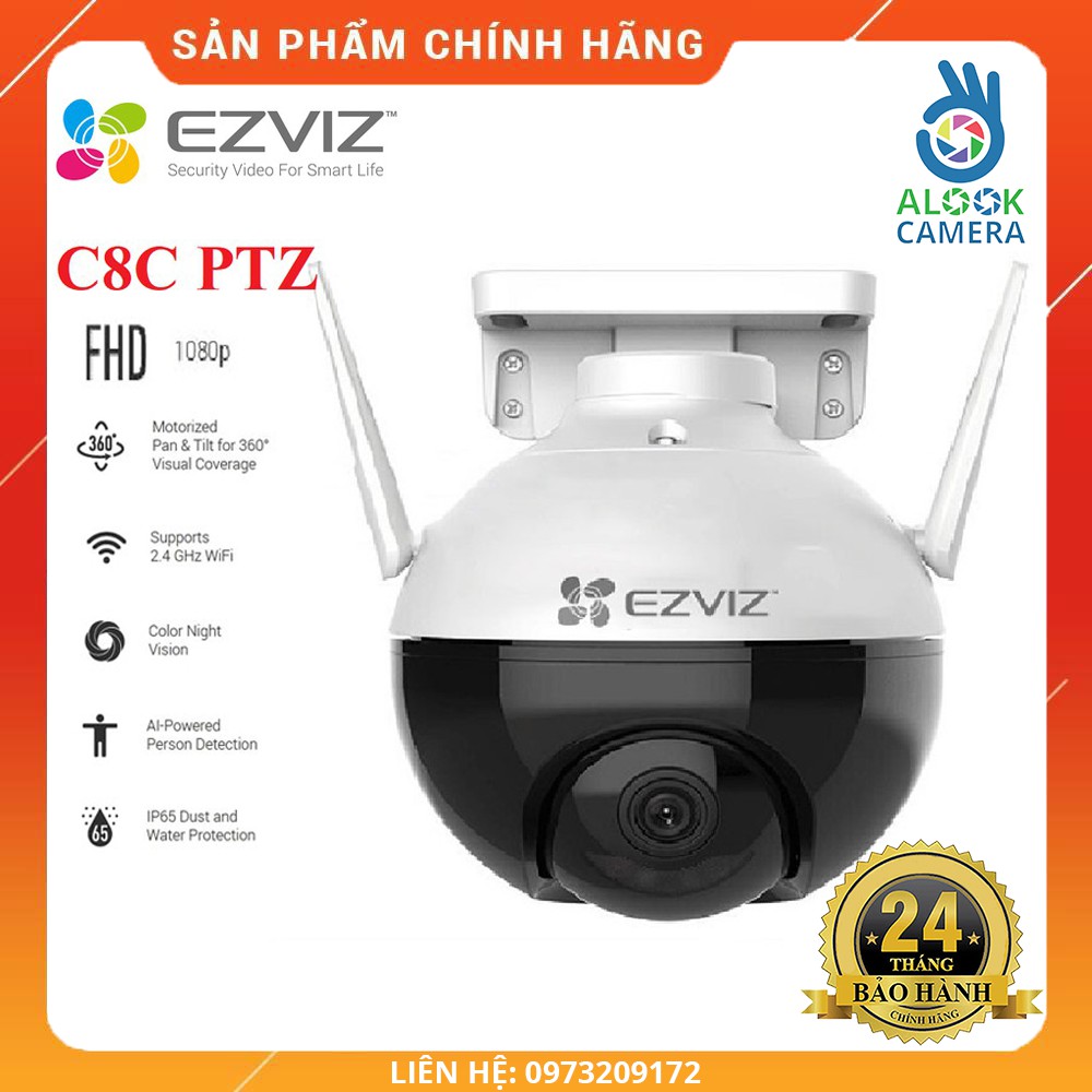 Camera Xoay 360 Độ Ngoài Trời EZVIZ C8C (CS-C8C-A0-3H2WFL1) - Ban Đêm Có Màu - Hàng Chính Hãng