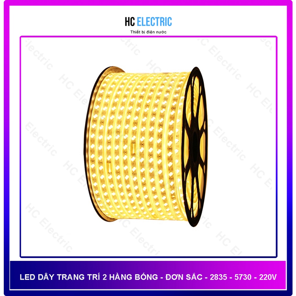 Đèn Trang Trí Led Dây 2835 - 5730 -220V - 2 hàng  trắng ,vàng , đỏ , xanh lá , xanh dương  siêu sáng ( Đơn giá theo mét)