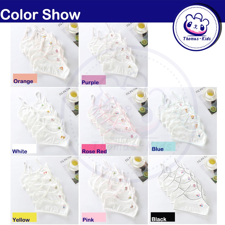 [THOMAS Kids] Áo Ngực Cotton Mềm Mỏng Thoáng Khí Màu Trơn Dành Cho Bé Gái Tuổi Teen 8-16 Tuổi