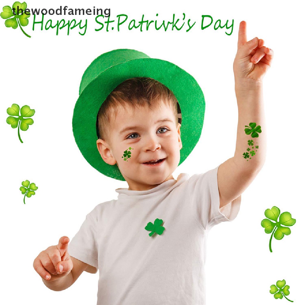 Hình Xăm Dán Tạm Thời Họa Tiết Cỏ Bốn Lá Saint Patrick