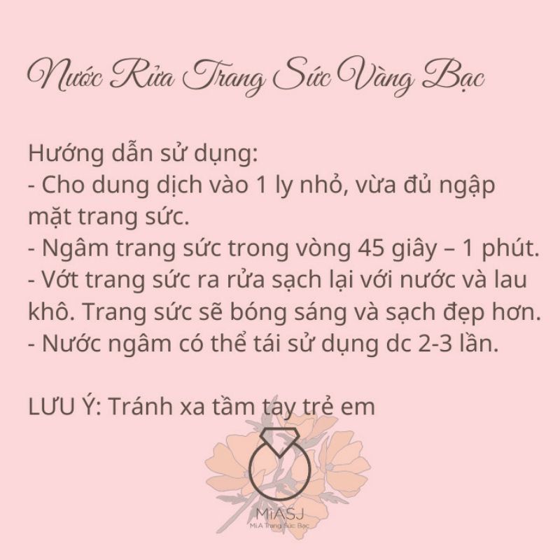 Nước rửa trang sức bạc siêu sạch siêu sáng không độc hại 100ml | MiASJ Mi.A Trang sức bạc