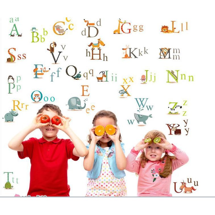 Decal trang trí Bảng Chữ Cái hình Thú Tinh nghịch cho Trẻ