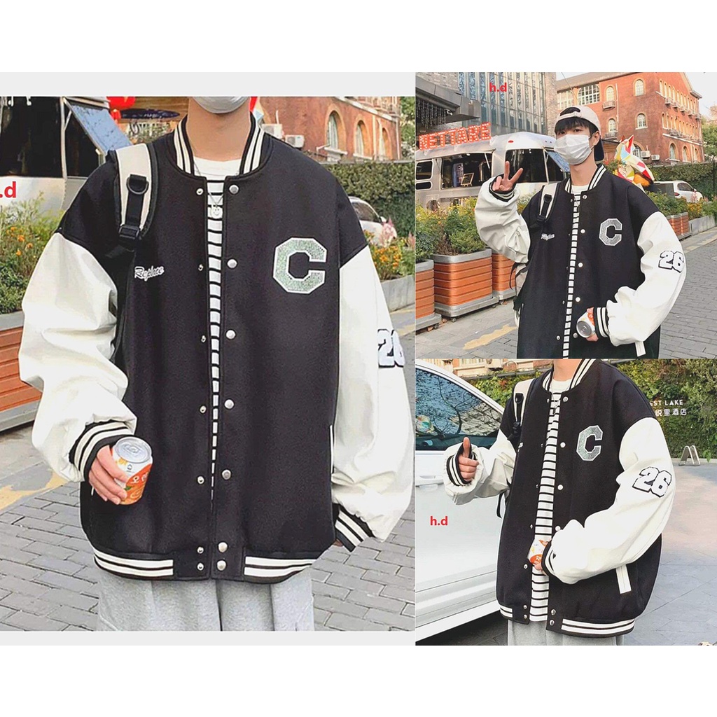 Áo khoác bomber NAM NỮ  C26 Unisex form rộng nam nữ đều mặc Áo khoác bóng chày nam nữ mặc siêu đẹp
